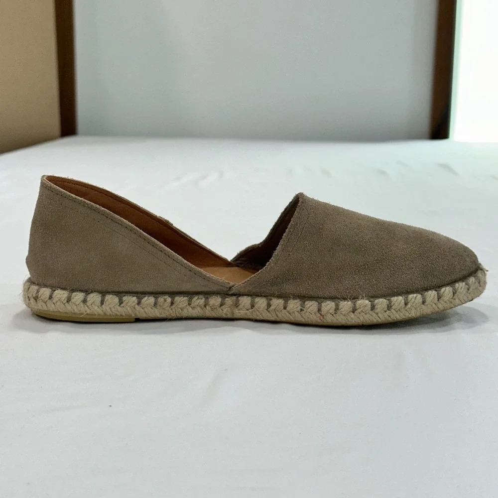Verbenas Carmen Espadrille Womens 39‎ Brown Suede Leather Flat | Coastal Boho